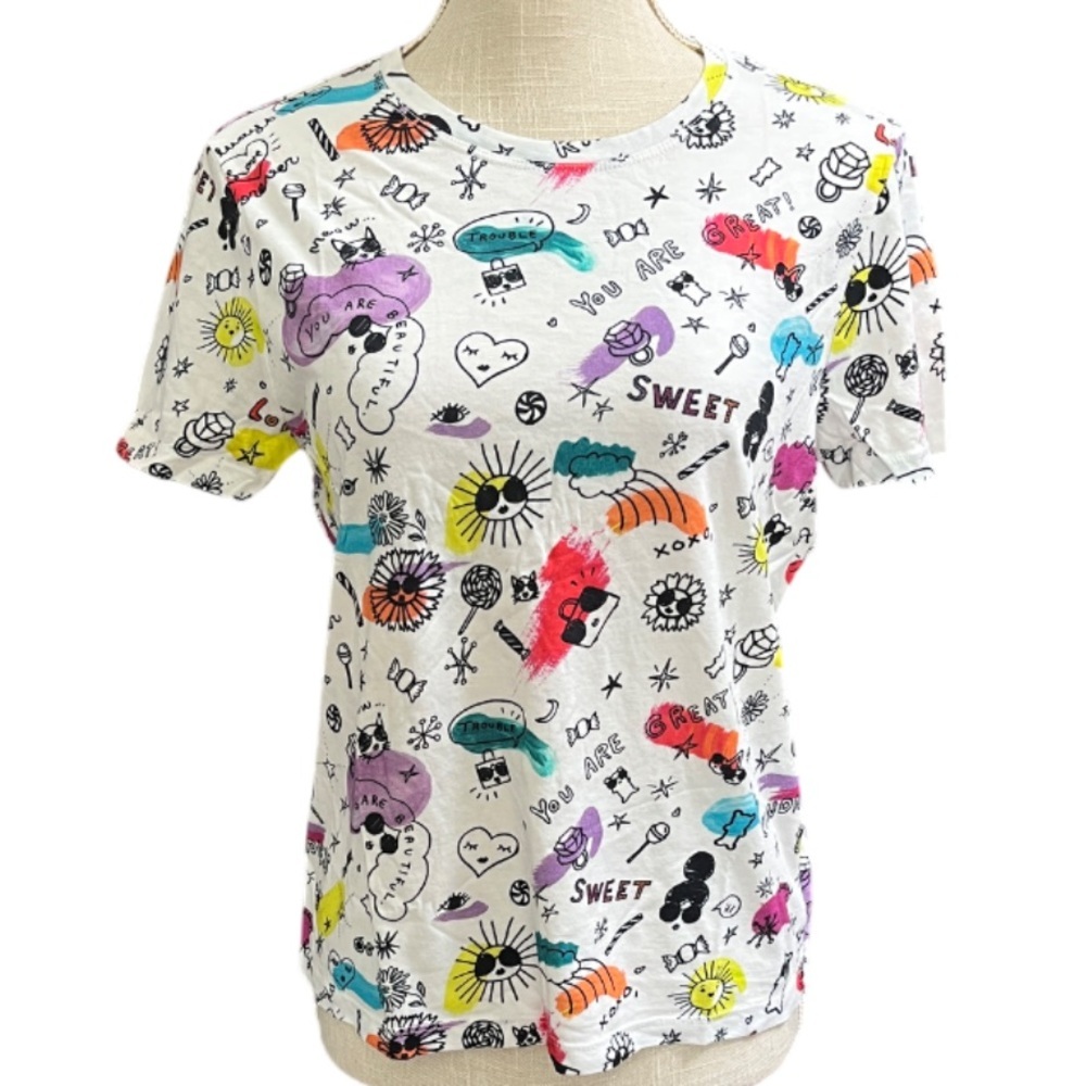 Alice + Olivia & Candytopia NWT Graphic Art T Shirt - Multi Color - Rare! - L